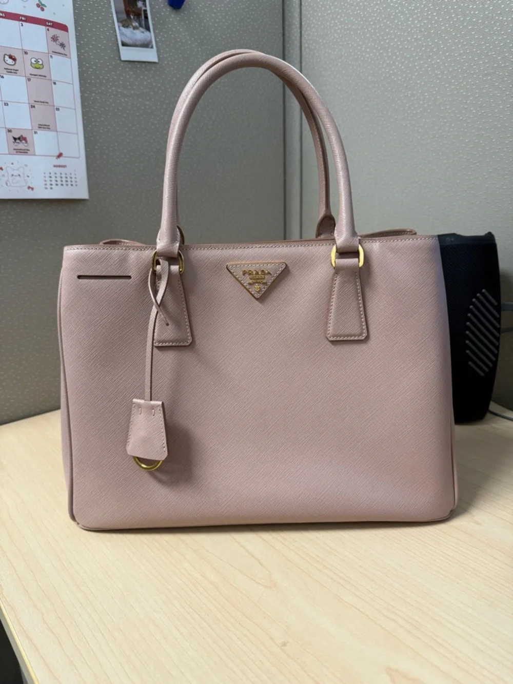 Prada Blush Pink Saffiano Double-Handle Satchel cammeo lux tote